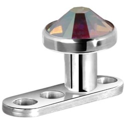 Karisma Piercing-Set Micro Dermal Anchor Surface Piercing G23 Kristal Stein 4mm - Rainbow