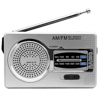 OcioDual Tragbarer Mini Radio BC-R2033 Taschenradio Reiseradio FM/AM Radio Design Antenne Empfanger Lautsprecher 3.5mm Klinke Grau
