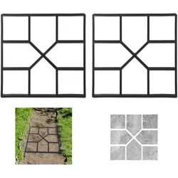 Relaxdays Relaxdays Pflasterform, 2er Set, Pflaster & Gehwege, Schalungsform, Garten, Beton Gießform, HBT: 4x40,5x40,5 cm, schwarz