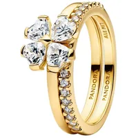 Pandora Damenring Funkelnder Glücksklee Goldfarben, 56/17,8