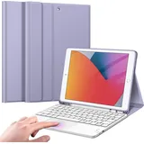 Fintie Tastatur Hülle für iPad (9. / 8. und 7. Generation - 2021/2020/2019), iPad 10.2 Hülle mit Tastatur, Deutscher Tastatur mit Touchpad Magne... - Violett