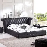 aea Chesterfield Big Bett XXL Kopfteil Betten Polster Hotel Samt Schwarz Stoff Ohren