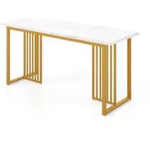Costway Esszimmertisch 160 x 76 x 60 cm Weiß/Gold