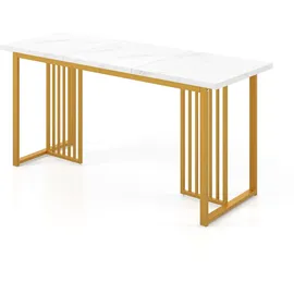 Costway Esszimmertisch 160 x 76 x 60 cm Weiß/Gold