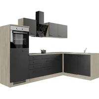 Flex-Well Küchenzeile »Capri«, mit und ohne E-Geräten erhältlich, Gesamtbreite 280x170 cm schwarz