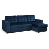 MEBLE-LUX - Universal Ecksofa mit Schlaffunktion und 2 Bettkasten LARO I 242cm Breit Sofa L Form I Eckcouch mit Schlaffunktion I Universal Ecke (Rechts oder Links) I Sofa Marineblau