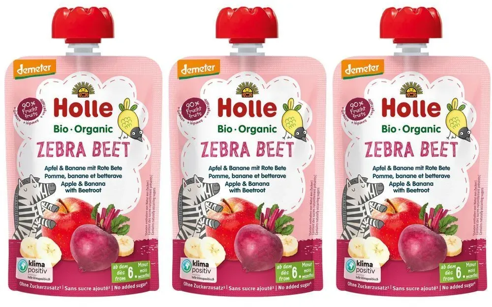 Holle Zebra Beet - Wasserflasche mit Apfel, Banane und Roter Bete