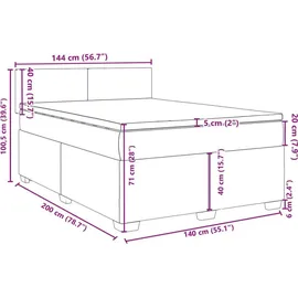 vidaXL Boxspringbett mit Matratze Schwarz 140x200 cm Samt