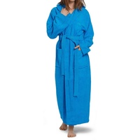 OAHOO Bademantel Unisex Frottee Bademantel mit Kapuze 100% Baumwolle, Extra-Lang blau XXL