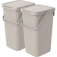 Vidaathome.de Q-SYSTEMA Abfalleimer-Set 2 x 25 Liter – Beige