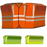 German Wear Warnweste 12 x Warnweste set (Spar-Set, 12er-Pack) 12x Warnweste Sicherheitsweste Auto Sicherheitswarnweste Pannenweste orange M