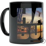 Hamburger SV HSV Tasse 'Samo' - Offizieller Fanartikel - 0,3l Becher in Schwarz mit Hamburg-Print - Keramik - spülmaschinenfest