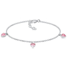 Elli Armband »Kinder Herzen Heart Zirkonia Erbskette 925 Silber«, 38220049-14 Silber + pink ohne Stein