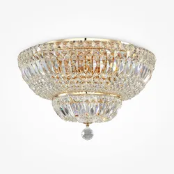 Maytoni Kronleuchter Basfor - Wundervolle runde XXL Gold-farbenes Metall, echte Kristalle für Lobby, Hotel, Restaurants, Theater