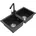 Mexen Mario 2-Becken-Granitspüle mit Mischbatterie Duero Schwarz/Silbermetallic 6504-73-671600-70