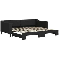VidaXL Tagesbett Ausziehbar Schwarz 90x200 cm Stoff