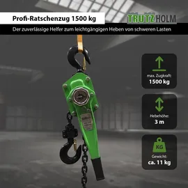 Trutzholm Kettenzug Stahl 3 m grün