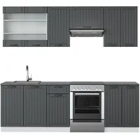 Vicco Fame-Line Küchenzeile Anthrazit Landhaus/Weiß 240 cm ohne Arbeitsplatte