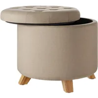 Tectake Sitzhocker Suna Polyester 44,5 x 41,5 x 44,5 cm Beige