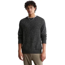 Rundhalspullover MARC O'POLO DENIM, Herren, Gr. XL, grau (dunkelgrau), Strick, Obermaterial: 100% Baumwolle, meliert, casual, relaxed fit, Rundhals, Langarm Rippbündchen, Pullover, lebendiger Bicolor-Effekt
