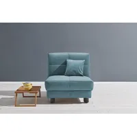 Schlafsofa ELL + "Tilda" Sofas Gr. B/H/T: 85cm x 90cm x 100cm, Flachgewebe, PUR-Schaumstoff, ohne Relaxfunktion, blau (petrol) Breite 85 cm, inkl. 1 Zierkissen