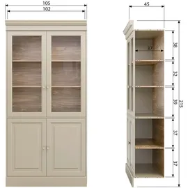 Woood Vitrine Chow 105 x 40 x 215 cm Grau