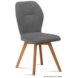 58 aufm Kessel Esszimmerstuhl Küchenstuhl (2er-Set) Donia 51x92x60 Eiche geölt/Rosewood (Lieferung bis Verwendungsstelle, 2 St), Stabiles Gestell aus Massivholz pflegeleichter Bezug aus Microfaser grau