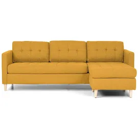 VCM ebuy24 Sofa Chaiselongsofa Rechts oder Links Gewendet in Stoff Currygelb mit Holzbeinen.