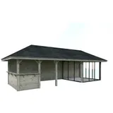 Palmako Pavillon Bianca 24,9 m2 Set 216 Slide - 28 mm grau tauchgrundiert