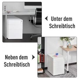 Vinsetto Rollcontainer-B39 x T48 x H59 cm-Weiß - Weiss