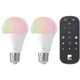 EGLO LED-Leuchtmittel E27 Glühlampenform 2er Set und Fernbedienung 9 W 806 lm