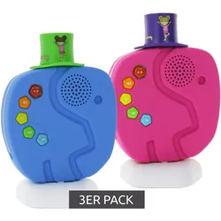 3er Sparpack TechniSat Technifant Audioplayer Bluetooth-Lautsprecher für Kinder inkl. Nachtlicht mit MP3 bespielbarem Hütchen und leistungsstarkem Akku in Blau oder Pink