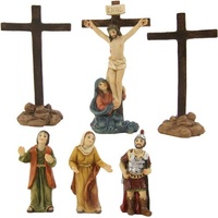 Krippenfigur Passionsfiguren: Kreuzigung + 2 Kreuze