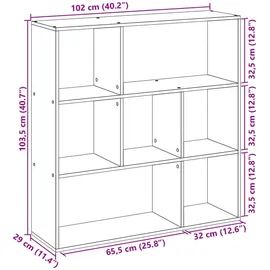 vidaXL Raumteiler-Bücherregal 102 x 29 x 103,5 cm Betongrau
