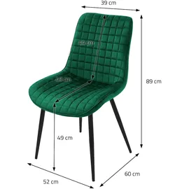 ML-Design Esszimmerstühle 6er Set Dunkelgrün, Sitzfläche aus Samt mit Rückenlehne,