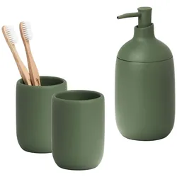 3-teiliges Badaccessoire-Set - Salbeigrün