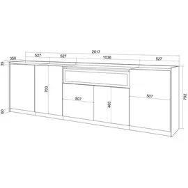 SKRAUT HOME Highboard 260 x 80 x 37 cm Dunkler Eiche / Schwarz