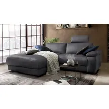 KAWOLA Sofa LOLA Ecksofa schwarz mit motorischer Relaxfunktion Recamiere links