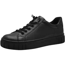 Marco Tozzi Damen Plateau Sneaker mit Lederanteil mit Schnürsenkeln, Schwarz 38 EU