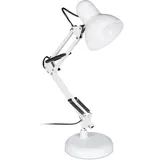 Relaxdays Retro Schreibtischlampe, Gelenk-Arm, schwenkbar, Büro Leselampe, Metall, E27, HxBxT: 50 x 27 x 15 cm, weiß