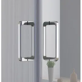 MIQU Eck-Duschkabine mit Falttür rechts 90 x 90 cm Silber/Transparent ESG Glas