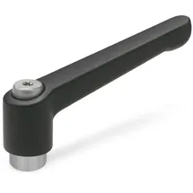 Ganter Normelemente Ganter Normelemente, Verstellbare Klemmhebel mit Edelstahl-Gewindeschraube - GN 300.1-45-M6-SW, Buchse und Halteschraube in Edelstahl, Griff Zink-Druckguss schwarz, kunststoffbeschichtet, 1 Stück