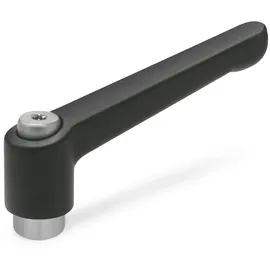 Ganter Normelemente Ganter Normelemente, Verstellbare Klemmhebel mit Edelstahl-Gewindeschraube - GN 300.1-45-M6-SW, Buchse und Halteschraube in Edelstahl, Griff Zink-Druckguss schwarz, kunststoffbeschichtet, 1 Stück