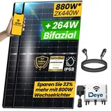 EPP.Solar® 880W Balkonkraftwerk 800W komplett Steckdose, Solaranlage Komplettset mit 2x440W Bifaziale Solarmodule, Upgradefähiger 800W Deye Wechselrichter mit Relais - Balkonkraftwerk Komplettset