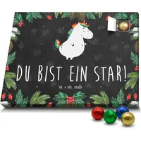 Mr. & Mrs. Panda Schoko Adventskalender Einhorn Sänger - Schwarz - Geschenk, Einhorn Deko, Fest, Schokoladen Adventskalender, Unicorn, Geburtstag,... - Schwarz