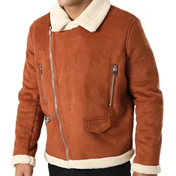 Sixth June Herren gefütterte Herbst-Jacke mit Kunstfellkragen Übergangs-Jacke M43039SOW Hellbraun/Beige - S