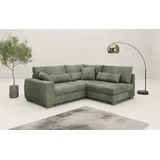 Mr. Couch Ecksofa MR. COUCH "Hilla L-Form", grün, B:227cm H:68cm T:190cm, Dolce (100% Polyester), Sofas, Ecksofa, Mit Federkern, wahlweise mit Bettfunktion und Taschenfederkern