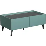 trendteam smart living - Melton - Couchtisch - Türkis/Anthrazit - Couchtisch mit schwarzen Massivholzfüßen - (BxHxT) 110 x 44 x 60 cm - Sofatisch mit eingelassenem Oberboden - 4 Klappen