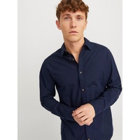 JACK & JONES Langarmhemd »JJESUMMER LINEN BLEND SHIRT LS SN«, Gr. XS - N-Gr, navy blazer, , 29576647-XS N-Gr