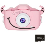 Kinder Kamera Bildschirm Fotoapparat Kinder mit 32GB SD-Karte Anti-Drop Fotoapparat Kinder Geburtstagsgeschenk,(style:Pink cattle;)